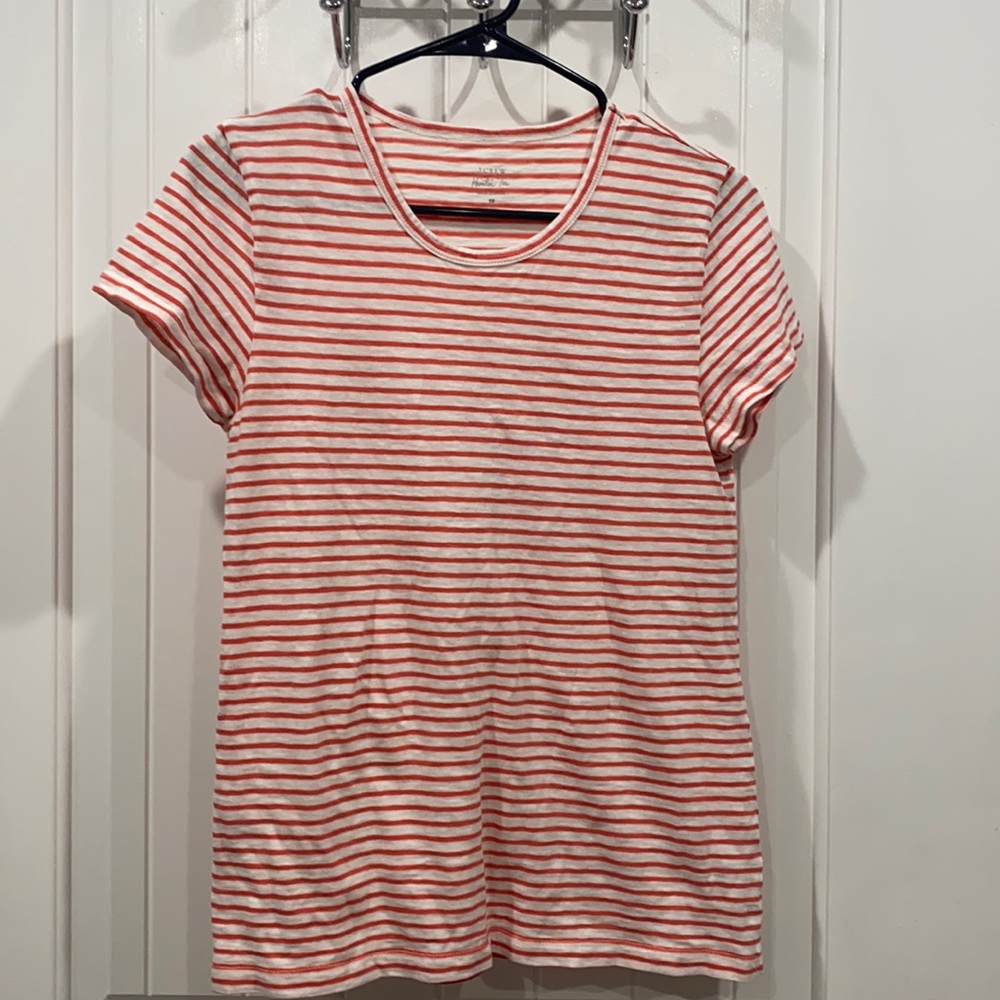 J.CREW Orange Striped Painter Tee Size M